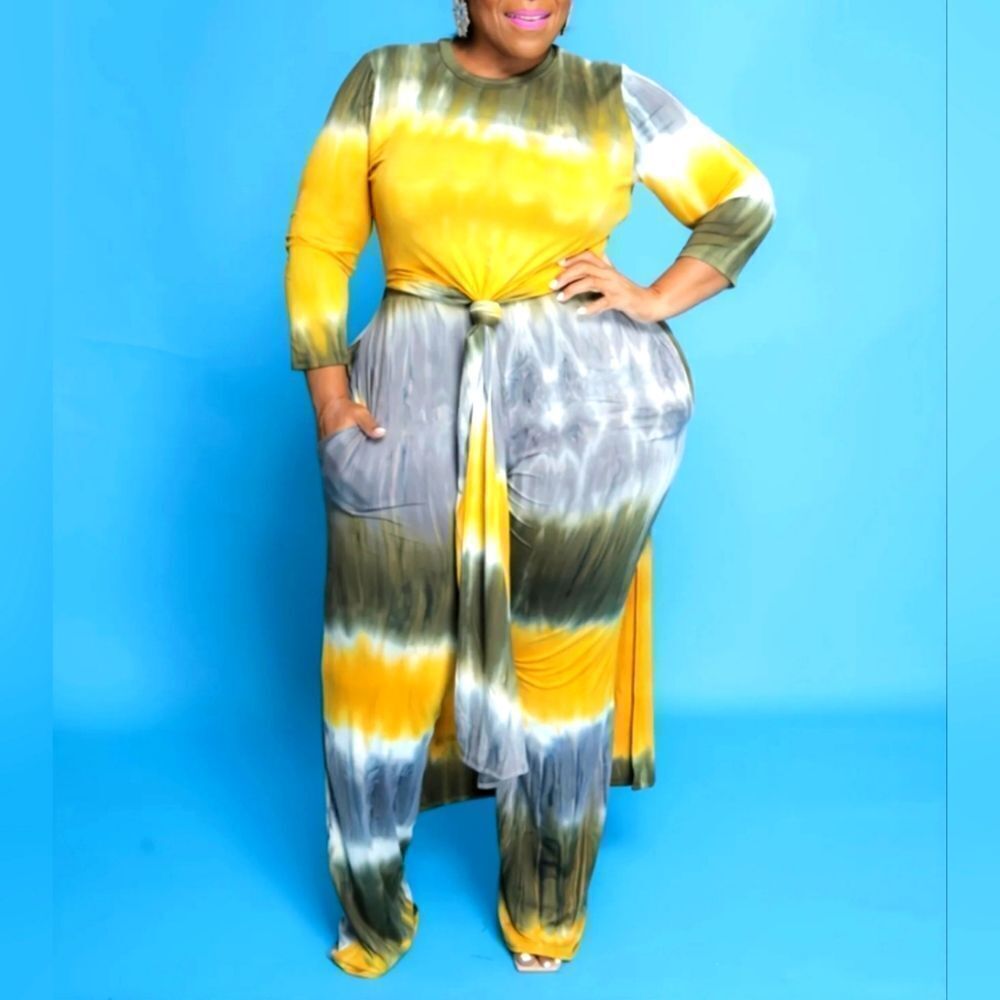 Women's Tie-dye Plussize two-piece pant set sz 1x
